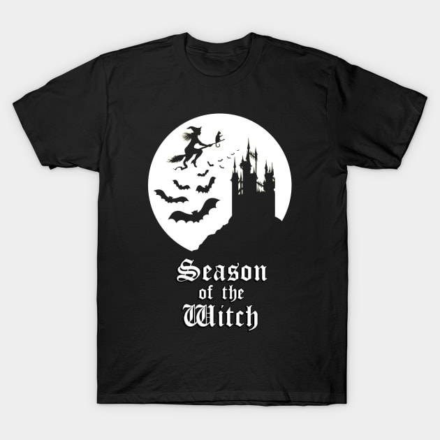 Season of the Witch - Spooky White Moon T-Shirt by Occult Designs